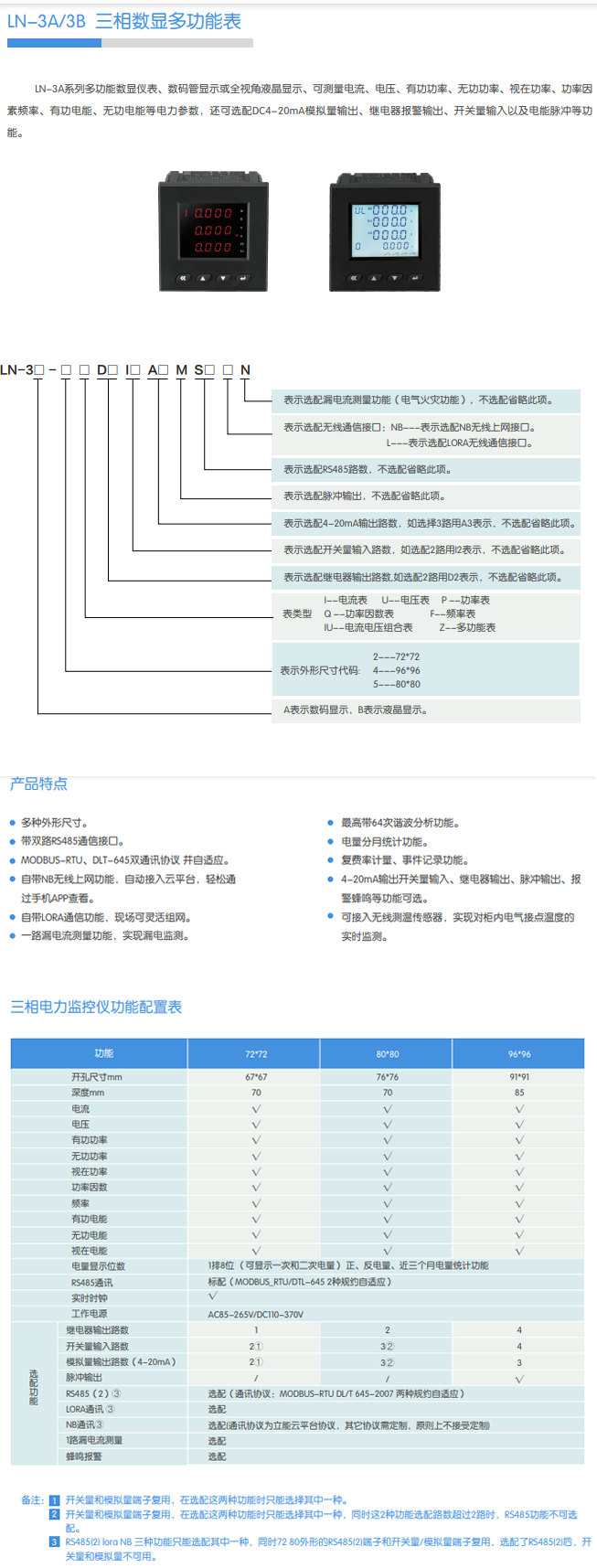 LN-3A/3B 三相數(shù)顯多功能表